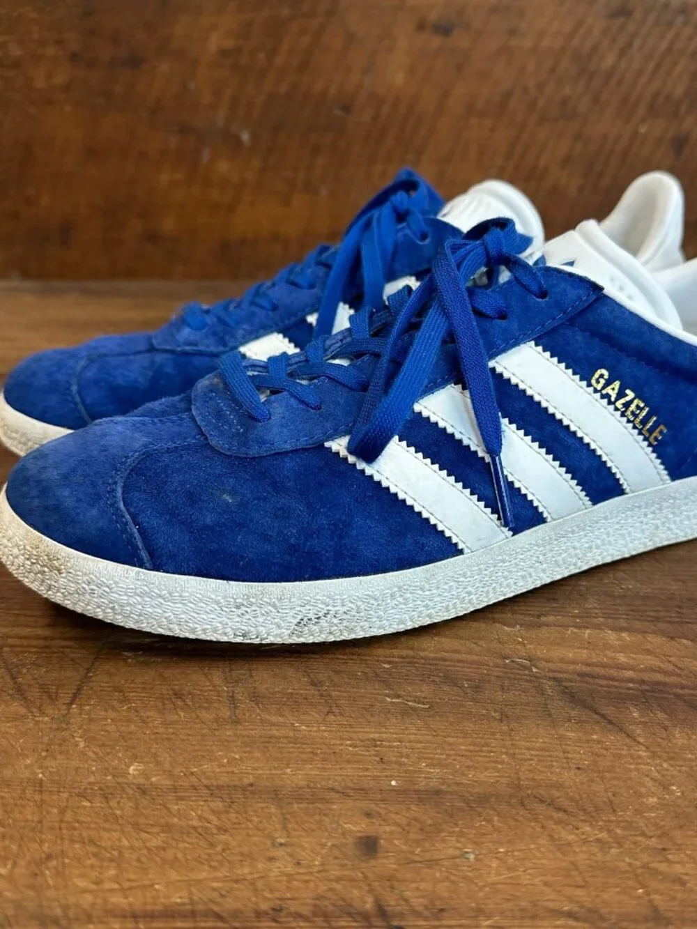 adidas Originals Gazelle Royal Blue White Gold S76227 Men's Size 7
